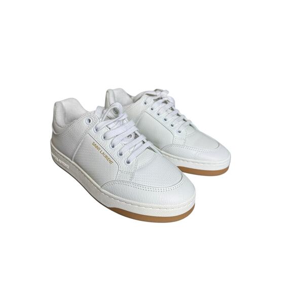 Saint Laurent NIB SL/61 Lace-Up Leather Sneakers in White Size 37.5 - Picture 6 of 16